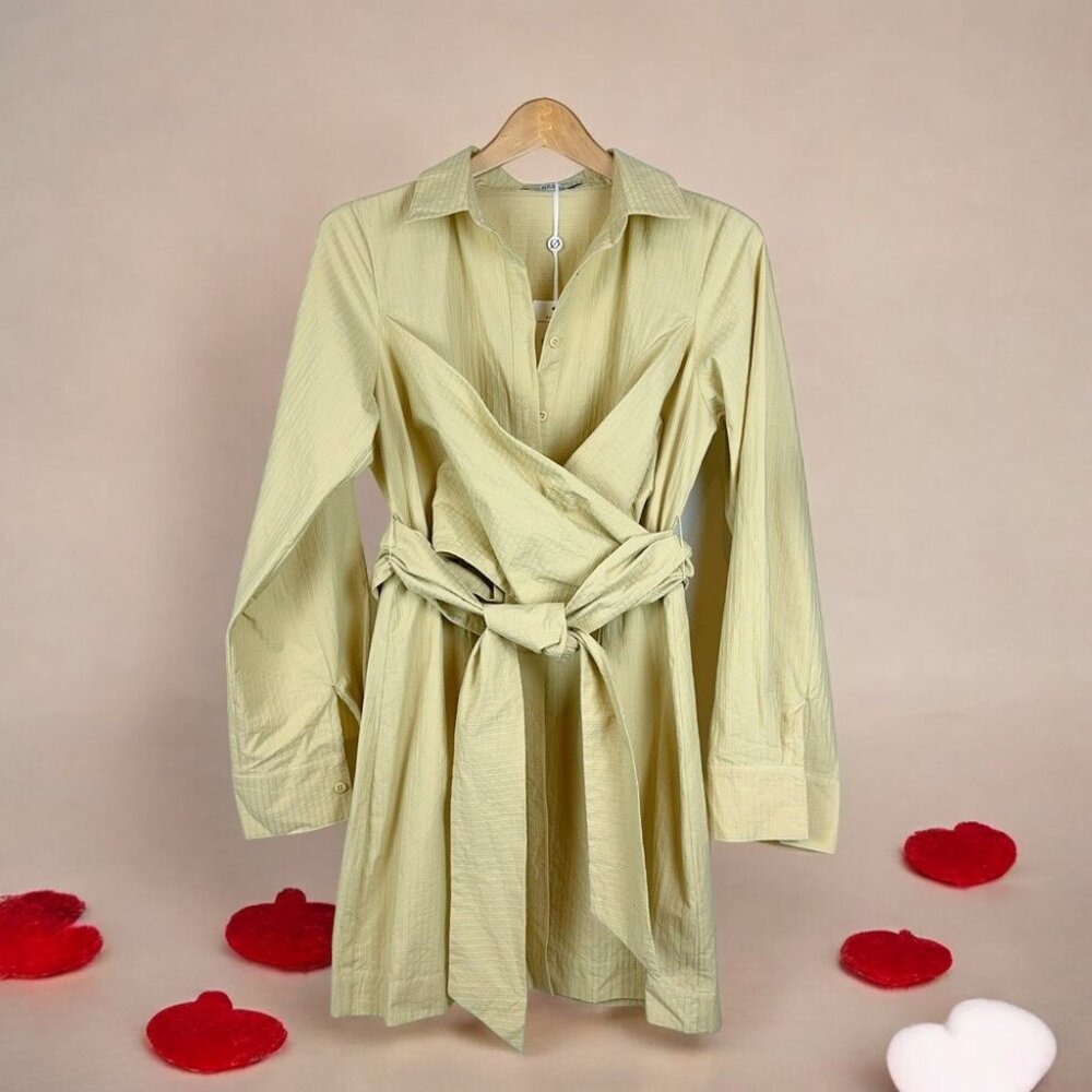 NWT Mon Renn East Wrap Mini Shirt Dress - Picture 2 of 4